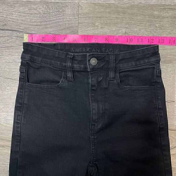 American Eagle Jeans Womens Sz 2 Black Highest Rise Jegging Stretch - Picture 6 of 8